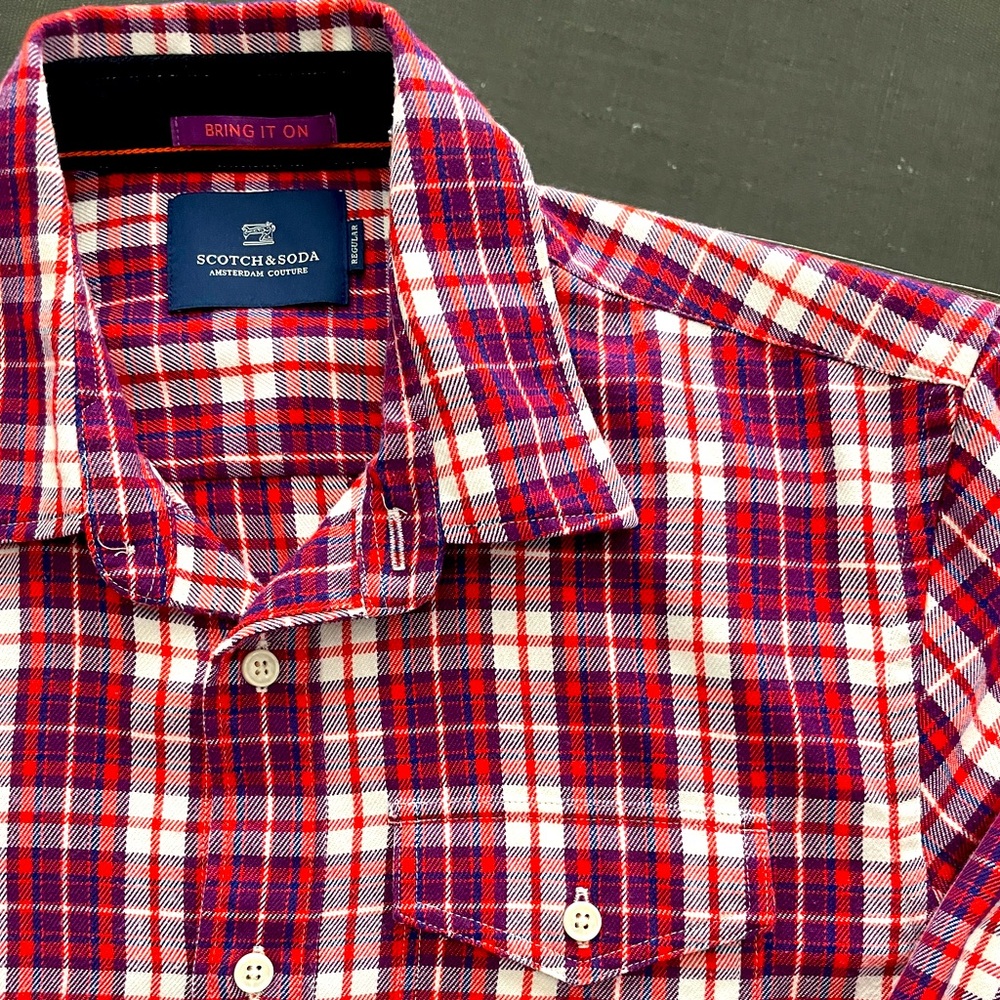 Scotch & Soda Slim Fit Pink Purple Flannel
